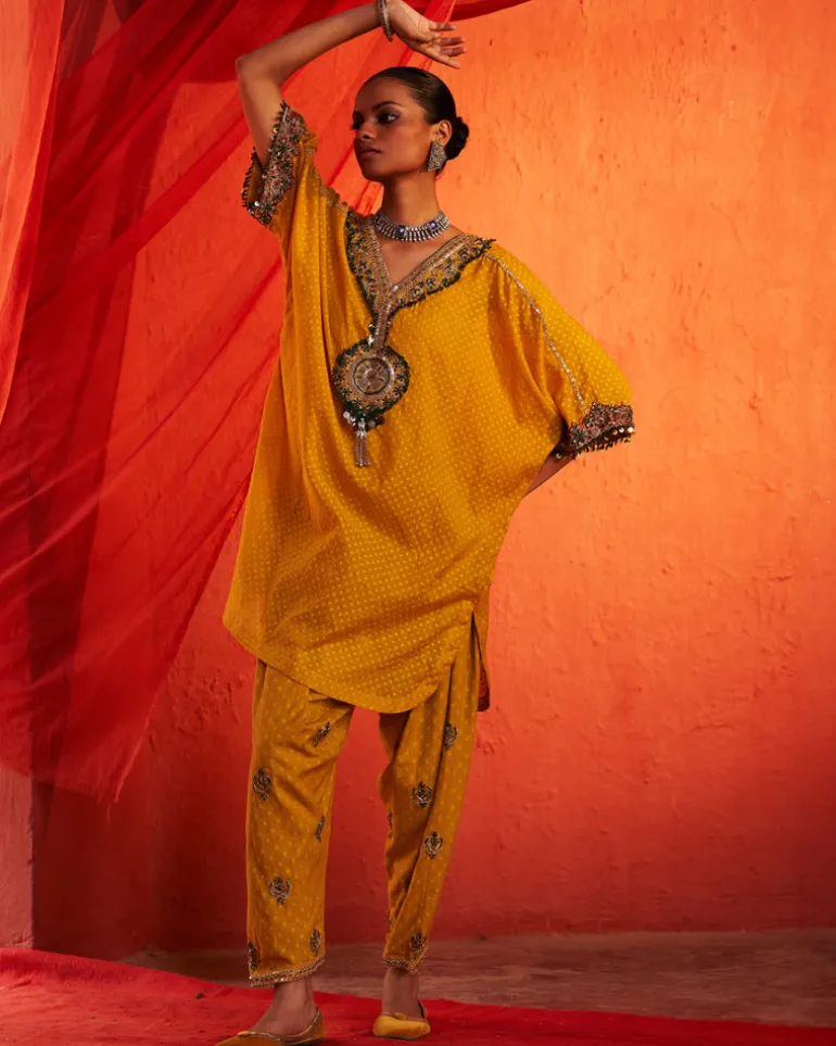 Mustard Short Kurta Set