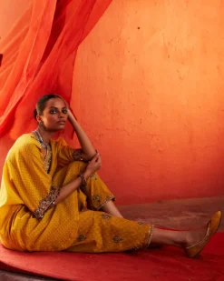 Mustard Short Kurta Set