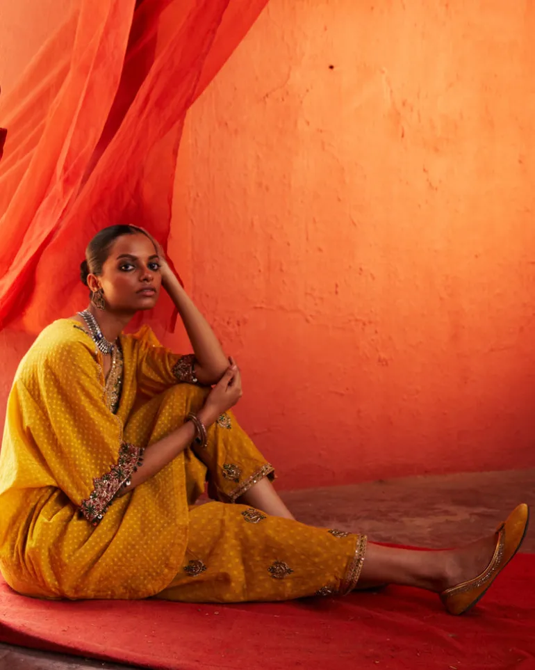 Mustard Short Kurta Set
