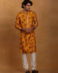 Mustard Spring Blossom Kurta Set