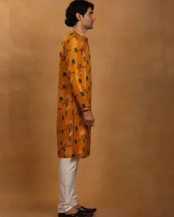 Mustard Spring Blossom Kurta Set