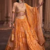 Mustard Thikri Print & Highlighted Lehenga Set