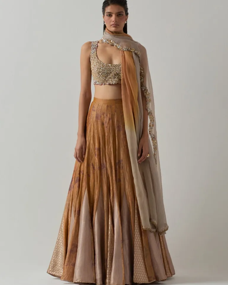 Mustard Tissue Lehenga Set