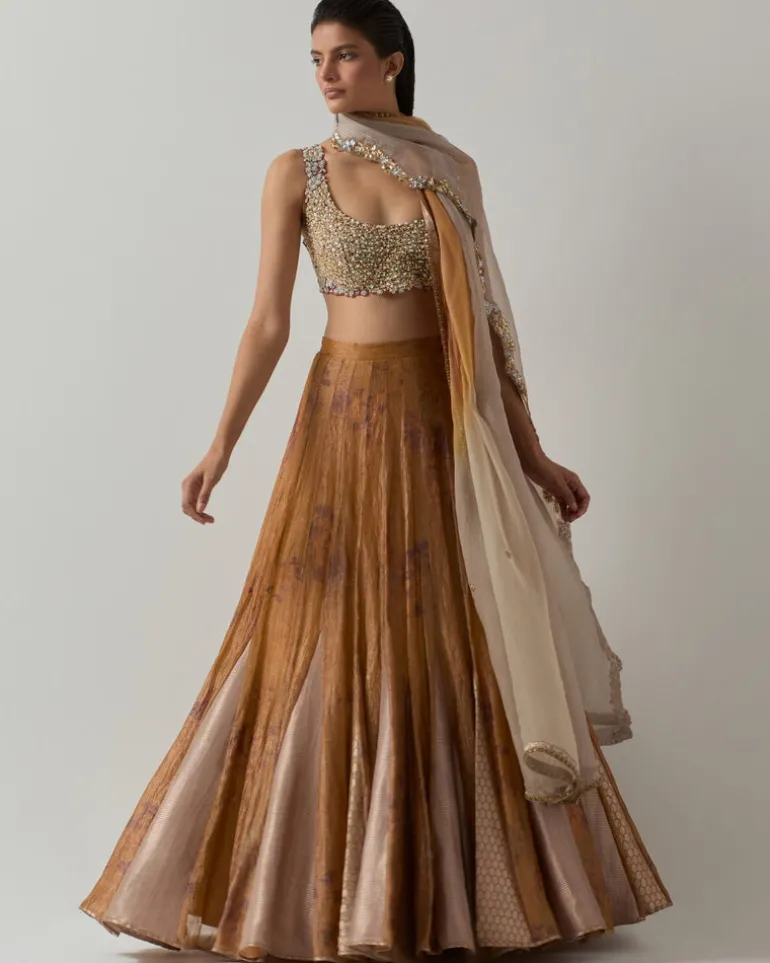Mustard Tissue Lehenga Set