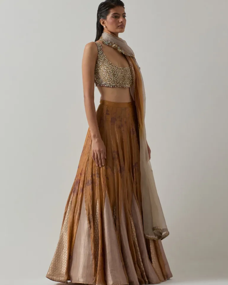 Mustard Tissue Lehenga Set