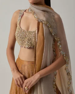 Mustard Tissue Lehenga Set