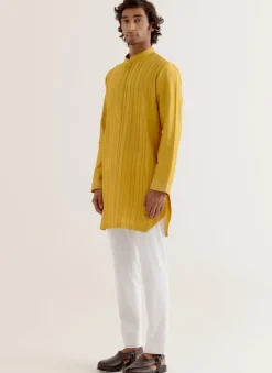 Mustard Yellow Pin Tuck Kurta Set