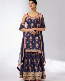 Navy Advika Strappy Gharara Set