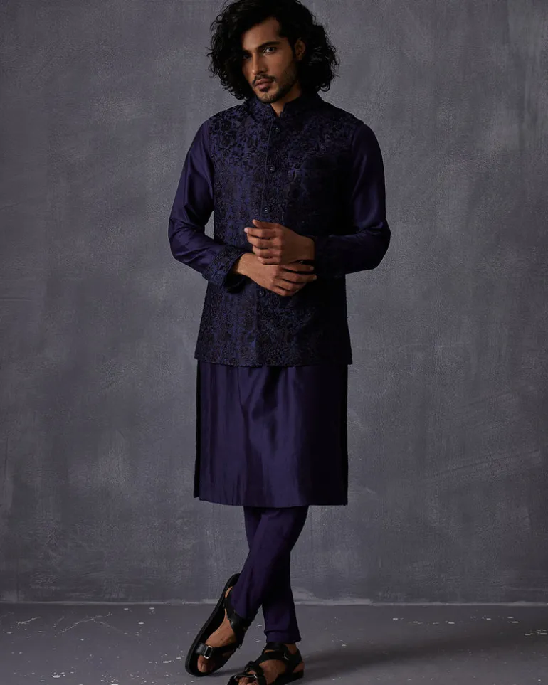 Navy Bageecha Kurta Set