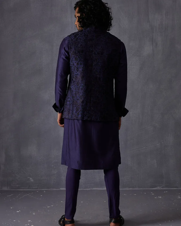 Navy Bageecha Kurta Set