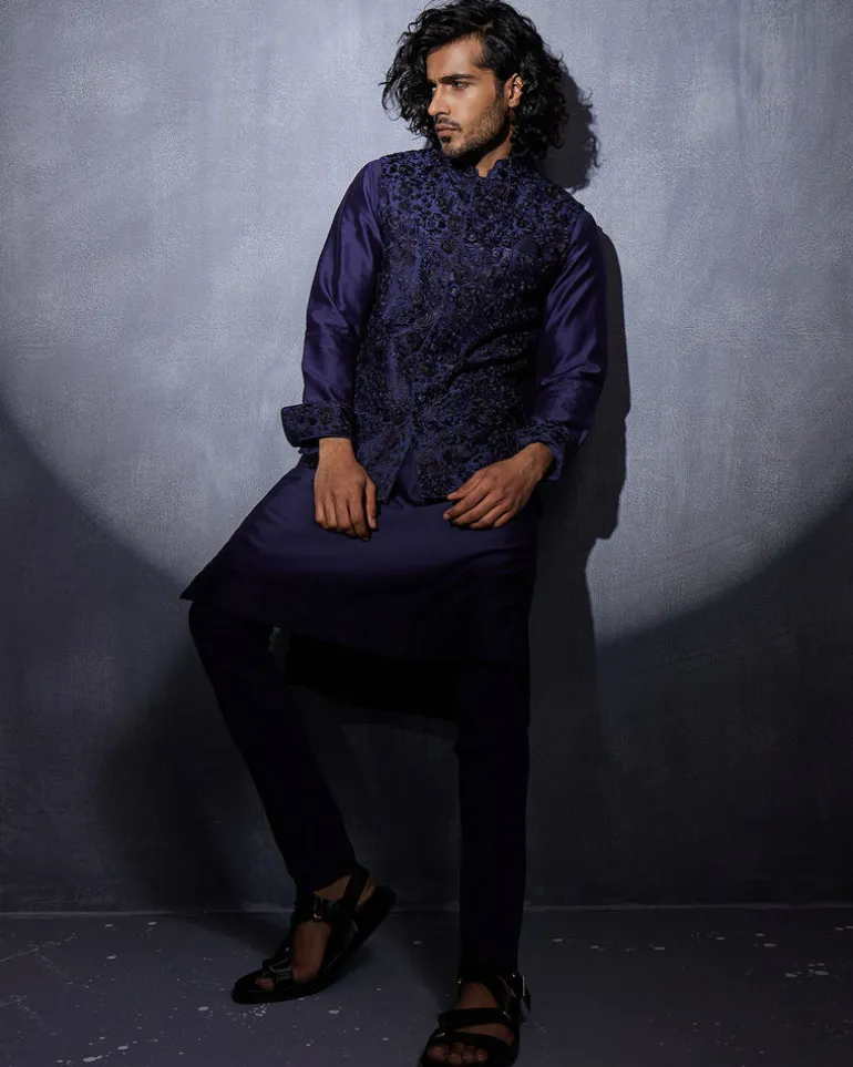 Navy Bageecha Kurta Set | Sample Sale