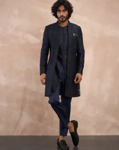 Navy Black Delicate Kairos Lupi Button Kurta Set