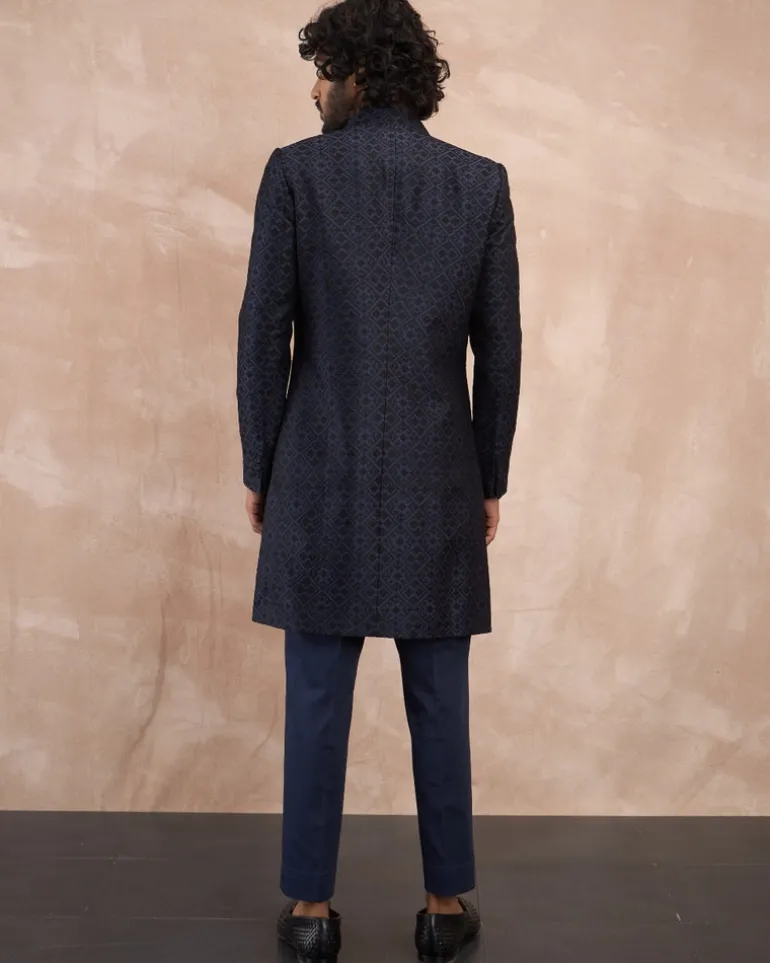 Navy Black Delicate Kairos Lupi Button Kurta Set