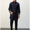 Navy Blue Chanderi Inara Straight Kurta Set