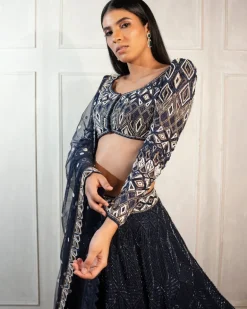 Navy Blue Darya Lehenga Set