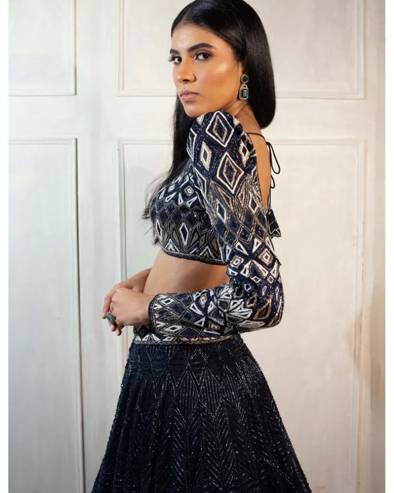 Navy Blue Darya Lehenga Set