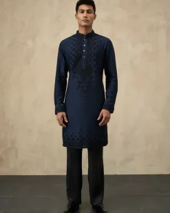 Navy Blue Double Shaded Kurta Set