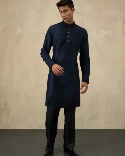 Navy Blue Double Shaded Kurta Set