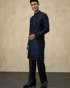 Navy Blue Double Shaded Kurta Set