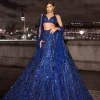 Navy Blue Sequin Lehenga Set