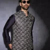 Navy Blue Tropical Kurta Set