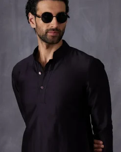 Navy Blue Tropical Kurta Set