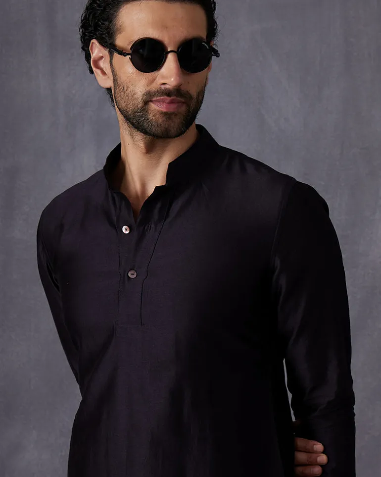 Navy Blue Tropical Kurta Set