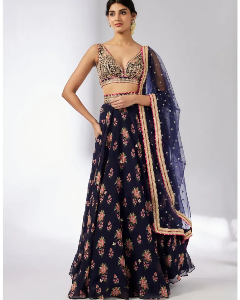 Navy Esha Lehenga Set