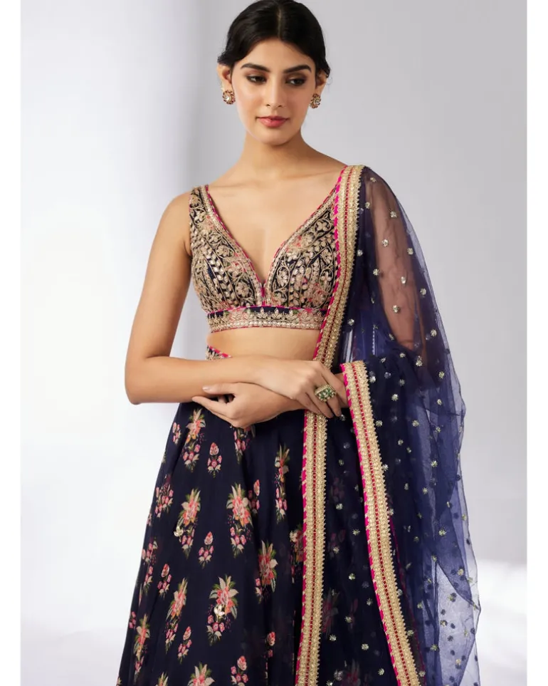 Navy Esha Lehenga Set