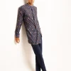 Navy Flora Side Slit Kurta Pyjama Set