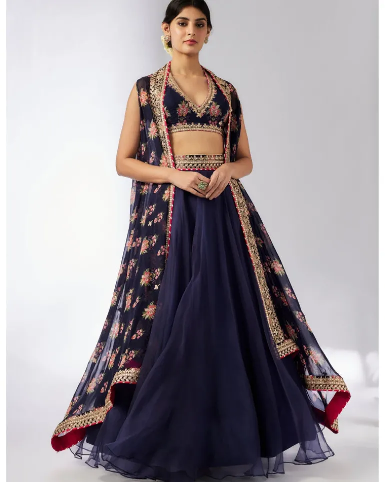 Navy Mehar lehenga Set