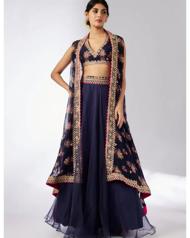 Navy Mehar lehenga Set