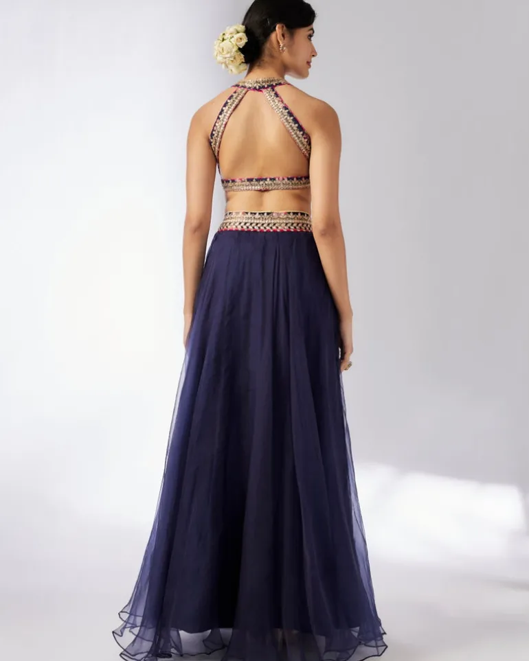 Navy Mehar lehenga Set