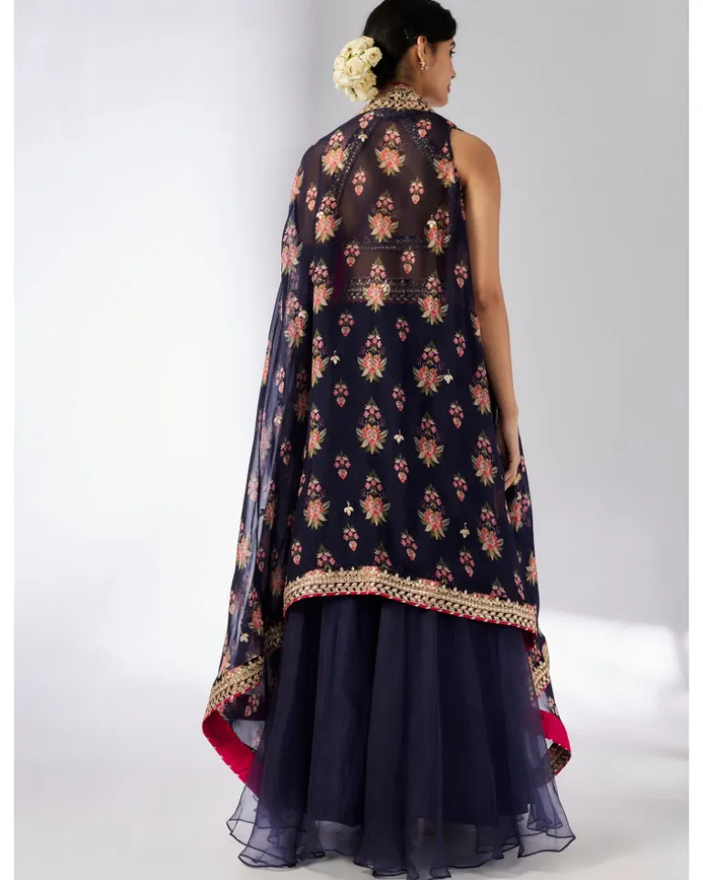 Navy Mehar lehenga Set