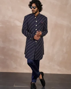 Navy Nerds Edge cut Achkan Set