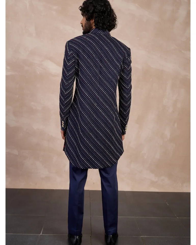 Navy Nerds Edge cut Achkan Set