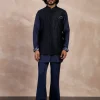 Navy Plain Chanderi Silk Kurta Shirt Set