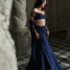 Navy Sequin Skirt Set