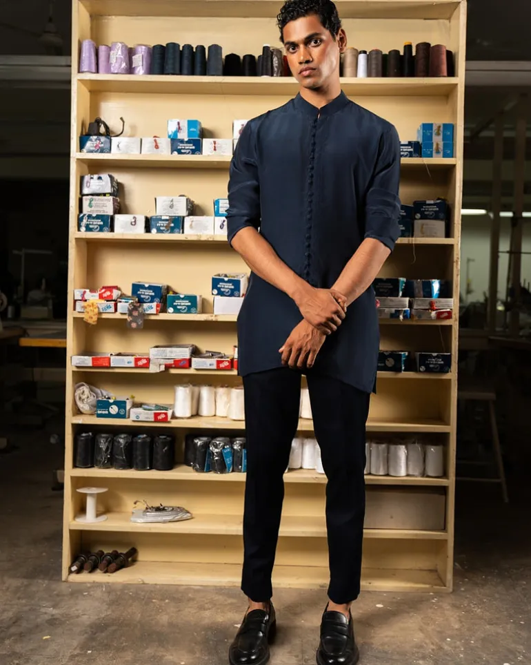 Navy Sheher Kurta Pajama Set