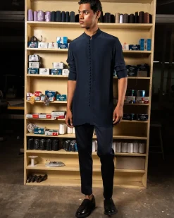 Navy Sheher Kurta Pajama Set