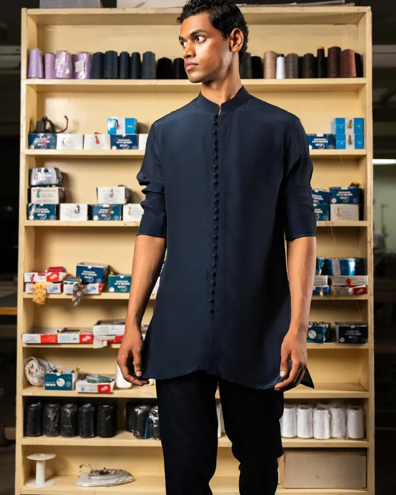 Navy Sheher Kurta Pajama Set