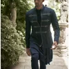 Navy Textured & Embroidered Bandhgala Set
