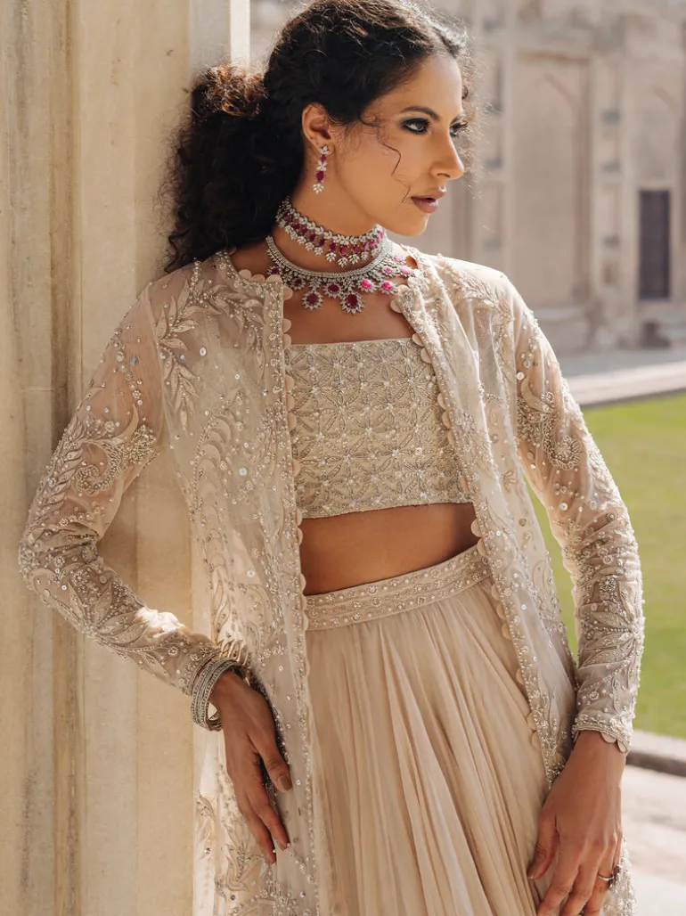 Neha Swirly Coat Lehenga Set