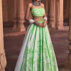 Neon Big Floral Print and Embroidered Lehenga Set