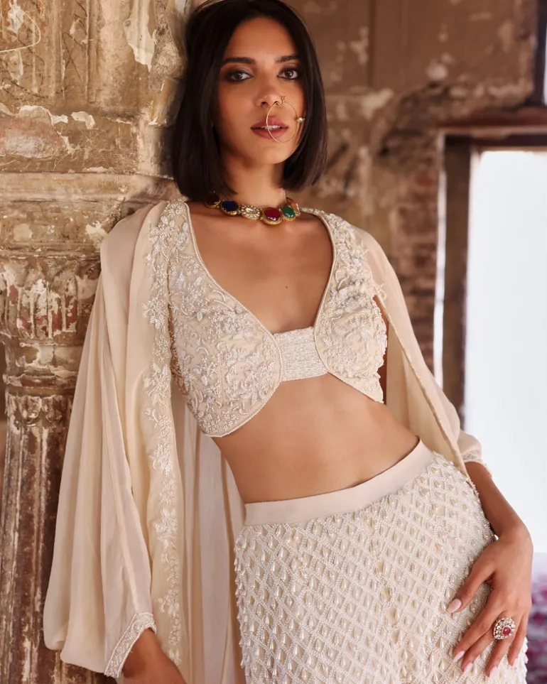 Niveda Embellished Cape Set