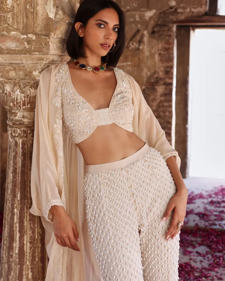 Niveda Embellished Cape Set