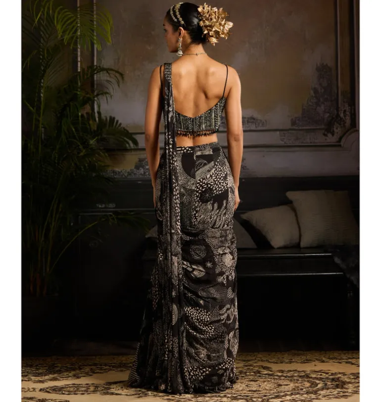 Noir Radiance Sari Set