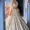 Nude Cream Abstract Lehenga Set
