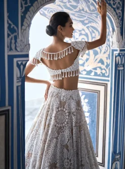 Nude Cream Abstract Lehenga Set