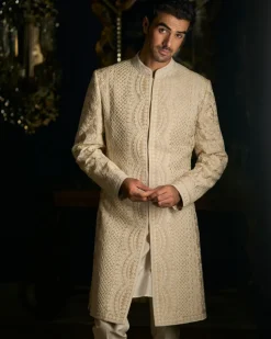 Nude Cream Dori Sherwani Set